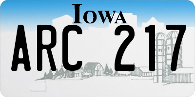 IA license plate ARC217