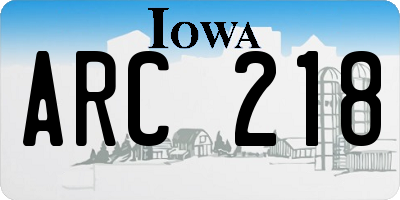 IA license plate ARC218