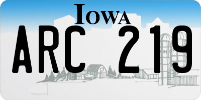 IA license plate ARC219
