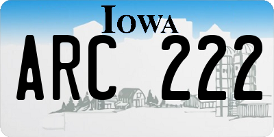 IA license plate ARC222