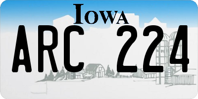IA license plate ARC224