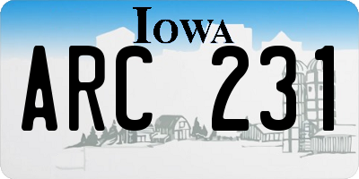 IA license plate ARC231