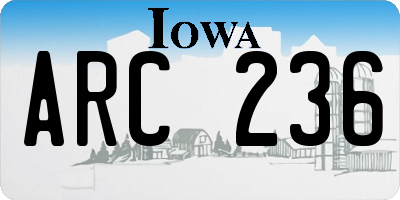 IA license plate ARC236