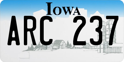 IA license plate ARC237