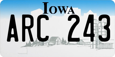 IA license plate ARC243