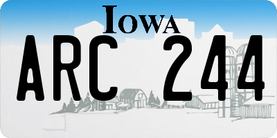 IA license plate ARC244