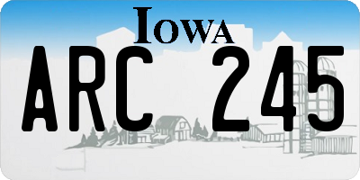 IA license plate ARC245