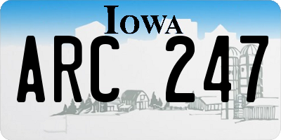 IA license plate ARC247