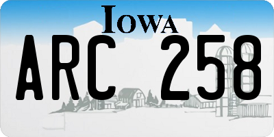 IA license plate ARC258