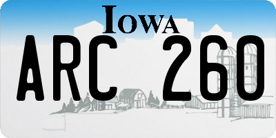 IA license plate ARC260