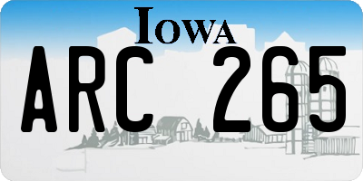 IA license plate ARC265