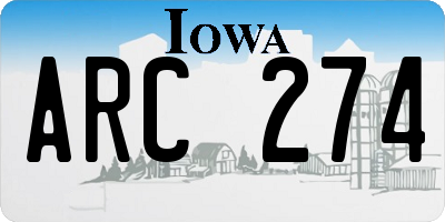 IA license plate ARC274