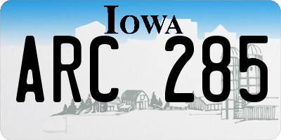 IA license plate ARC285