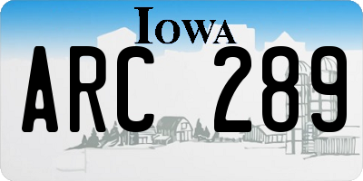 IA license plate ARC289