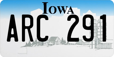 IA license plate ARC291