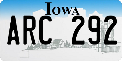IA license plate ARC292