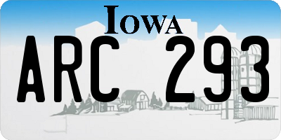 IA license plate ARC293