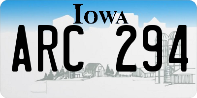 IA license plate ARC294