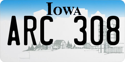 IA license plate ARC308