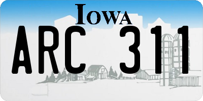 IA license plate ARC311