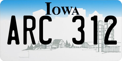 IA license plate ARC312