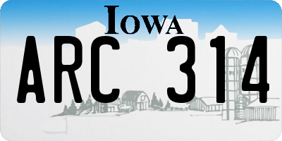 IA license plate ARC314