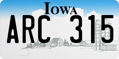 IA license plate ARC315