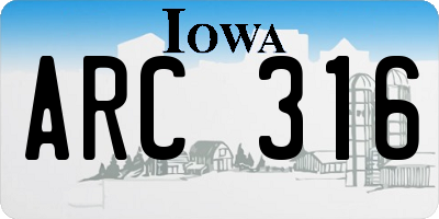 IA license plate ARC316