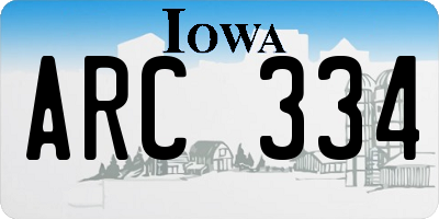 IA license plate ARC334