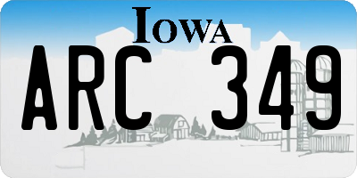 IA license plate ARC349