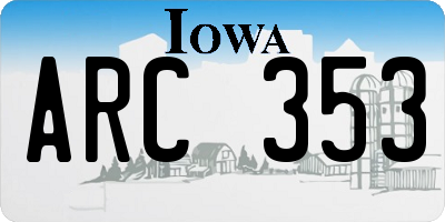 IA license plate ARC353