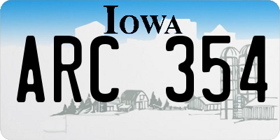 IA license plate ARC354