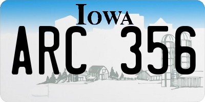 IA license plate ARC356