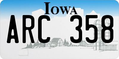 IA license plate ARC358