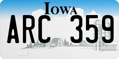 IA license plate ARC359