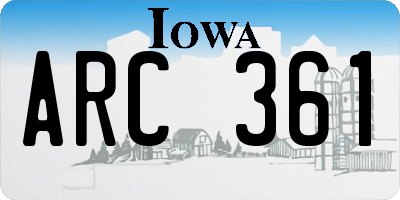 IA license plate ARC361