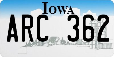 IA license plate ARC362