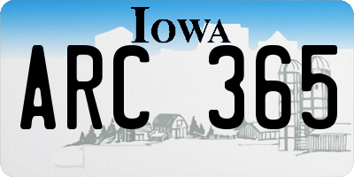 IA license plate ARC365