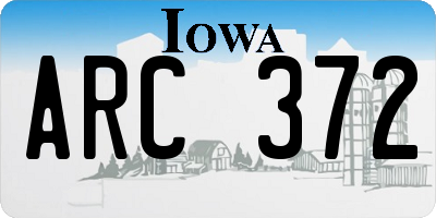 IA license plate ARC372