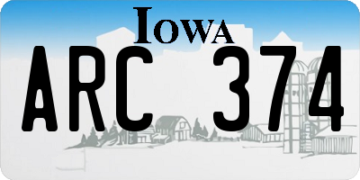 IA license plate ARC374