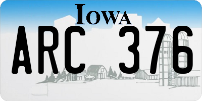 IA license plate ARC376