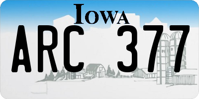 IA license plate ARC377
