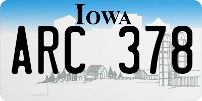 IA license plate ARC378
