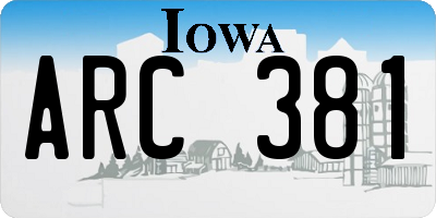 IA license plate ARC381