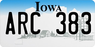 IA license plate ARC383