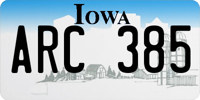 IA license plate ARC385