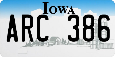 IA license plate ARC386
