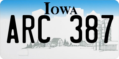 IA license plate ARC387