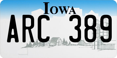 IA license plate ARC389