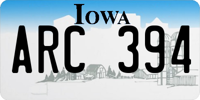 IA license plate ARC394